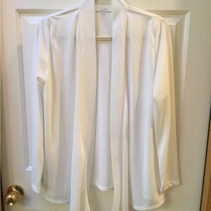 Women’s Eddie Bauer White Open Front Cardigan Sz L NWOT